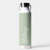 Modern Sage Green gepersonaliseerd monogram en naa Waterfles (Voorkant)