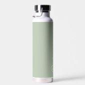 Modern Sage Green gepersonaliseerd monogram en naa Waterfles (Rechts)