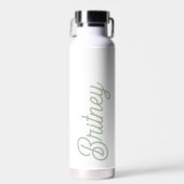 Modern Sage Green gepersonaliseerd monogram en naa Waterfles (Voorkant)