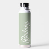 Modern Sage Green gepersonaliseerd monogram en naa Waterfles (Links)