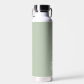 Modern Sage Green gepersonaliseerd monogram en naa Waterfles (Voorkant)