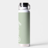 Modern Sage Green gepersonaliseerd monogram en naa Waterfles (Achterkant)