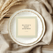 Modern Sage Green Gingham Baby shower Collectie
