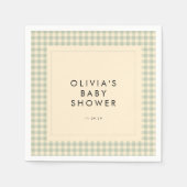Modern Sage Green Gingham Baby shower Collectie Servet (Voorkant)