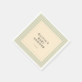 Modern Sage Green Gingham Baby shower Collectie Servet (Hoek)