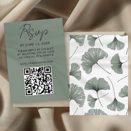 Modern Sage Green Ginkgo Leaf Wedding RSVP Kaart