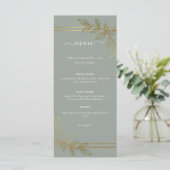 Modern Sage Green Gold Botanical Wedding Menu (Staand voorkant)