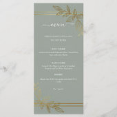 Modern Sage Green Gold Botanical Wedding Menu (Voorkant)
