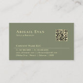 Modern Sage Green Gold Feather Logo Notary Service Visitekaartje (Achterkant)