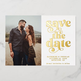 Modern Sage Green Gold Foil Foto Save the Date Folie Uitnodiging
