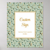 Modern Sage Green Gold Foliage Wedding Custom Sign Poster (Voorkant)