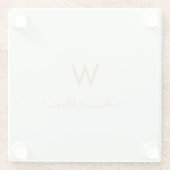 Modern Sage Green Gold Script Monogram Glazen Onderzetter (Achterkant)