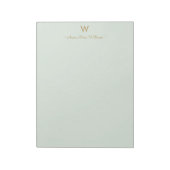 Modern Sage Green Gold Script Monogram Notitieblok (Linkerzijde)