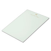 Modern Sage Green Gold Script Monogram Notitieblok (Schuin)