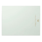 Modern Sage Green Gold Script Monogram Notitieblok (Voorkant)