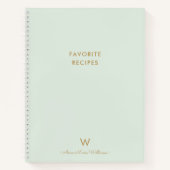 Modern Sage Green Gold Script Monogram Notitieboek (Voorkant)