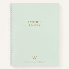 Modern Sage Green Gold Script Monogram Notitieboek