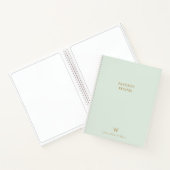 Modern Sage Green Gold Script Monogram Notitieboek (Binnen)