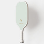 Modern Sage Green Gold Script Monogram Pickleball Paddle (Links)