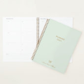 Modern Sage Green Gold Script Monogram Planner (Display)