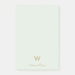 Modern Sage Green Gold Script Monogram Post-it® Notes