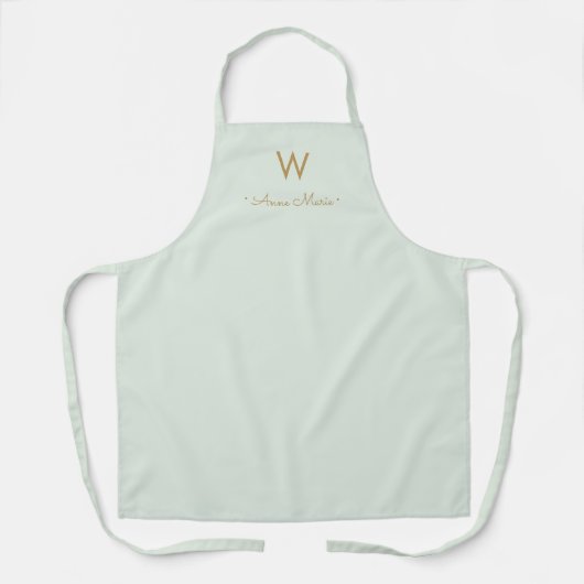 Modern Sage Green Gold Script Monogram Schort (Voorkant)