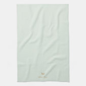 Modern Sage Green Gold Script Monogram Theedoek (Verticaal)