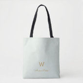 Modern Sage Green Gold Script Monogram Tote Bag (Voorkant)