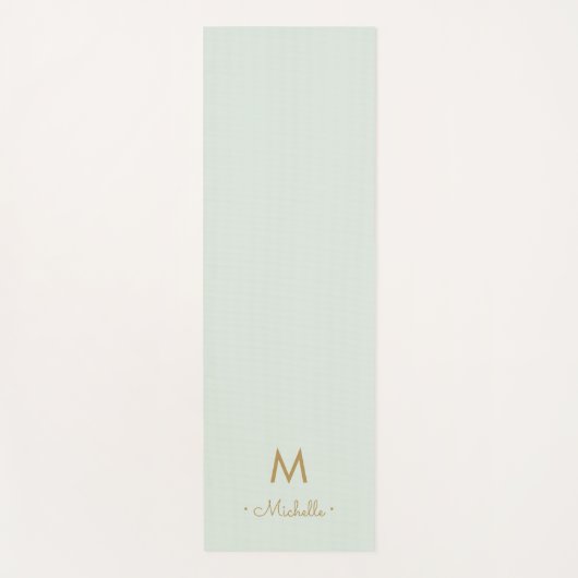 Modern Sage Green Gold Script Monogram Yogamat (Voorkant)
