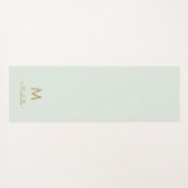 Modern Sage Green Gold Script Monogram Yogamat (Achterkant (horizontaal))