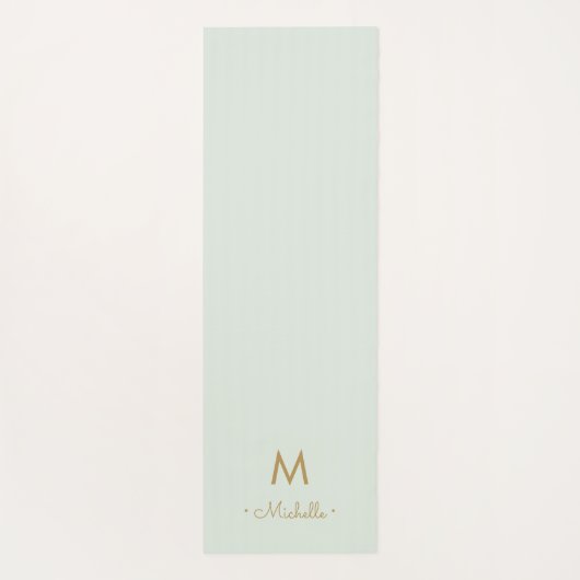 Modern Sage Green Gold Script Monogram Yogamat (Achterkant)