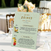 Modern Sage Green | Gold Wedding Signature Drinken Reclamebord Met Voetstuk