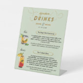 Modern Sage Green | Gold Wedding Signature Drinken Reclamebord Met Voetstuk (Voorkant)