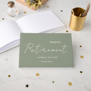 Modern Sage Green Happy Pensioen gepersonaliseerd Gastenboek