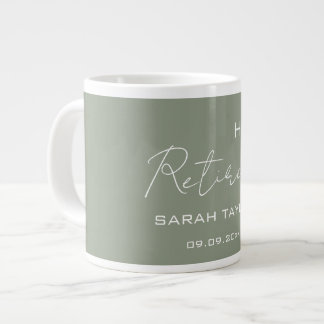 Modern Sage Green Happy Retirement Personalized  Grote Koffiekop