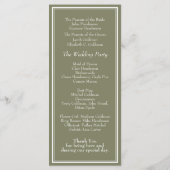 Modern Sage Green huwelijksprogramma Programmakaart (Achterkant)