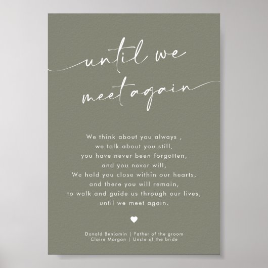 Modern Sage Green In liefdevolle herinnering Trouw Poster (Voorkant)