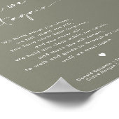 Modern Sage Green In liefdevolle herinnering Trouw Poster (Hoek)