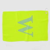 Modern Sage Green Initiaal Letter | Limoen Zest Golfhanddoek (Horizontaal)
