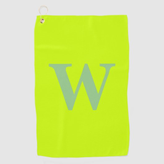 Modern Sage Green Initiaal Letter | Limoen Zest Golfhanddoek (Voorkant)