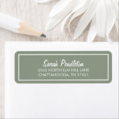 Modern Sage Green Ivory White Script Etiket (Insitu)