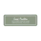 Modern Sage Green Ivory White Script Etiket (Voorkant)