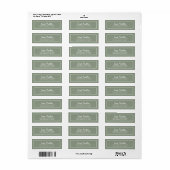 Modern Sage Green Ivory White Script Etiket (Full Sheet)
