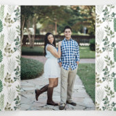 Modern Sage Green Leaf Pattern Foto Weddenschap Drieluik Uitnodiging (Binnenkant midden)