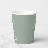 Modern Sage Green Leafy Crest Monogram Weddenschap Papieren Bekers (Rechts)