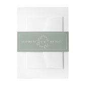 Modern Sage Green Leafy Crest Monogram Wedding Inv Uitnodigingen Wikkel (Voorkant Voorbeeld)
