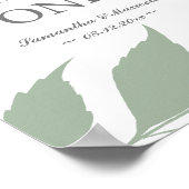 Modern Sage Green Leaves Table Number Poster (Hoek)