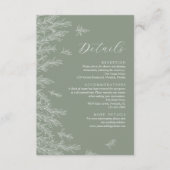 Modern Sage Green Leaves Wedding Details Informatiekaartje (Voorkant)