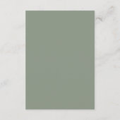 Modern Sage Green Leaves Wedding Details Informatiekaartje (Achterkant)