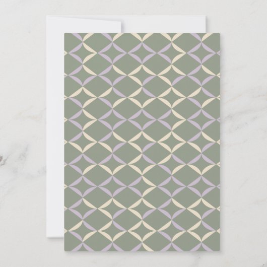 Modern Sage Green Lila Rustic Geometric Wedding Kaart (Achterkant)